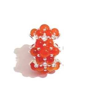 Sterling Silver Pandora Style Coral-colored Ocean Charm